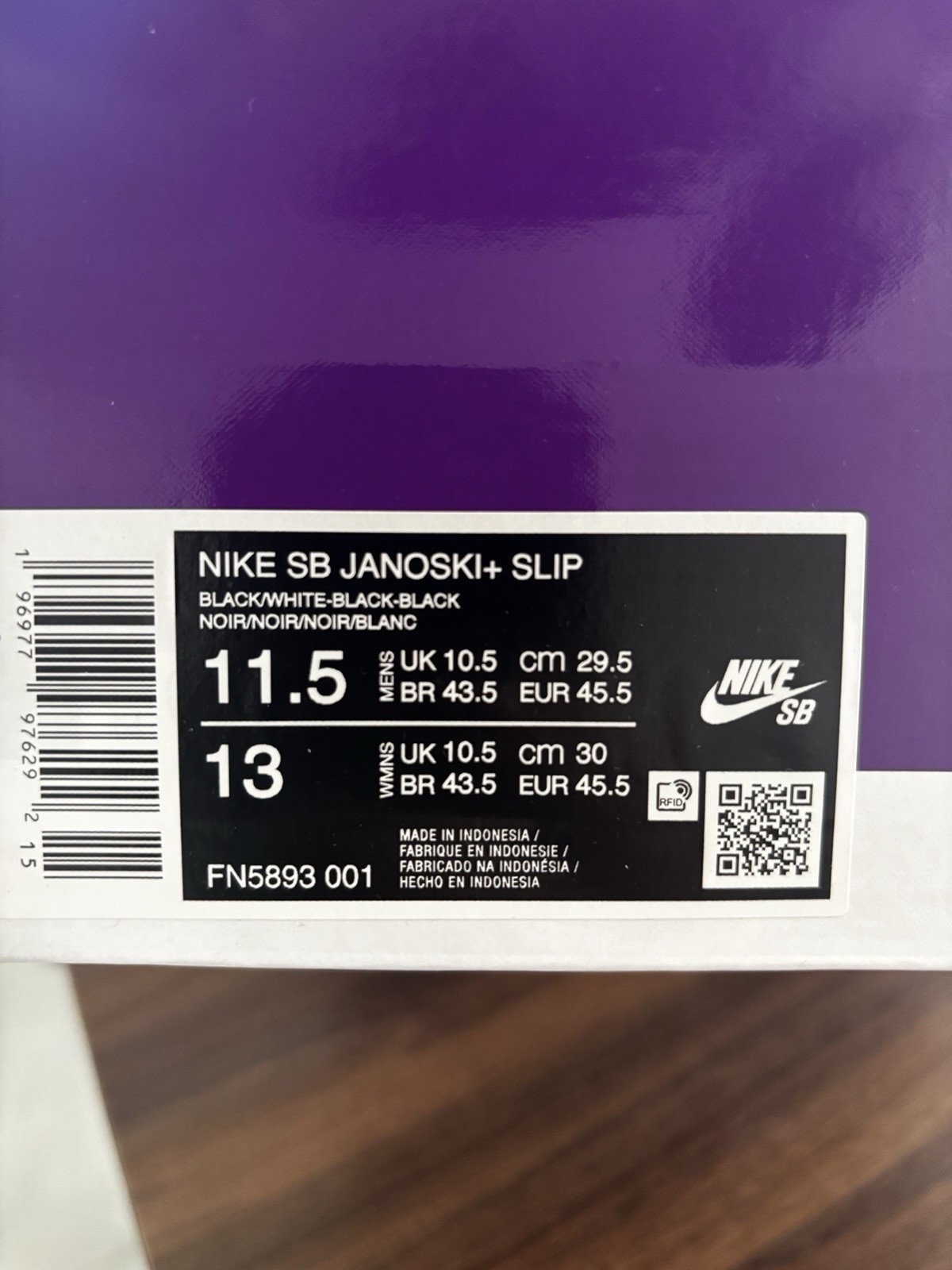 Size 11.5- Nike Zoom Stefan Janoski+ Slip SB Black White Men’s Shoes FN5893 001