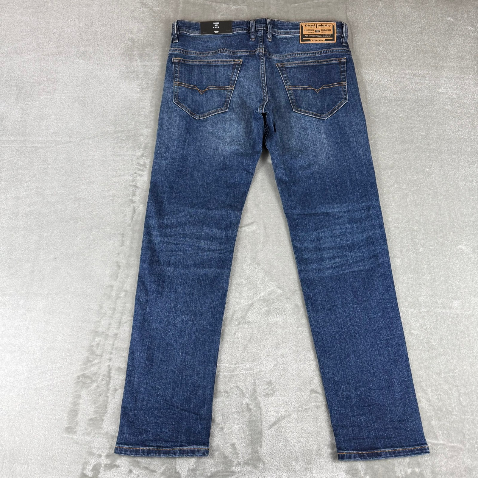Diesel Thommer Slim Jeans Mens 34×32 Mid Blue Denim Stretch Straight $250 NWT