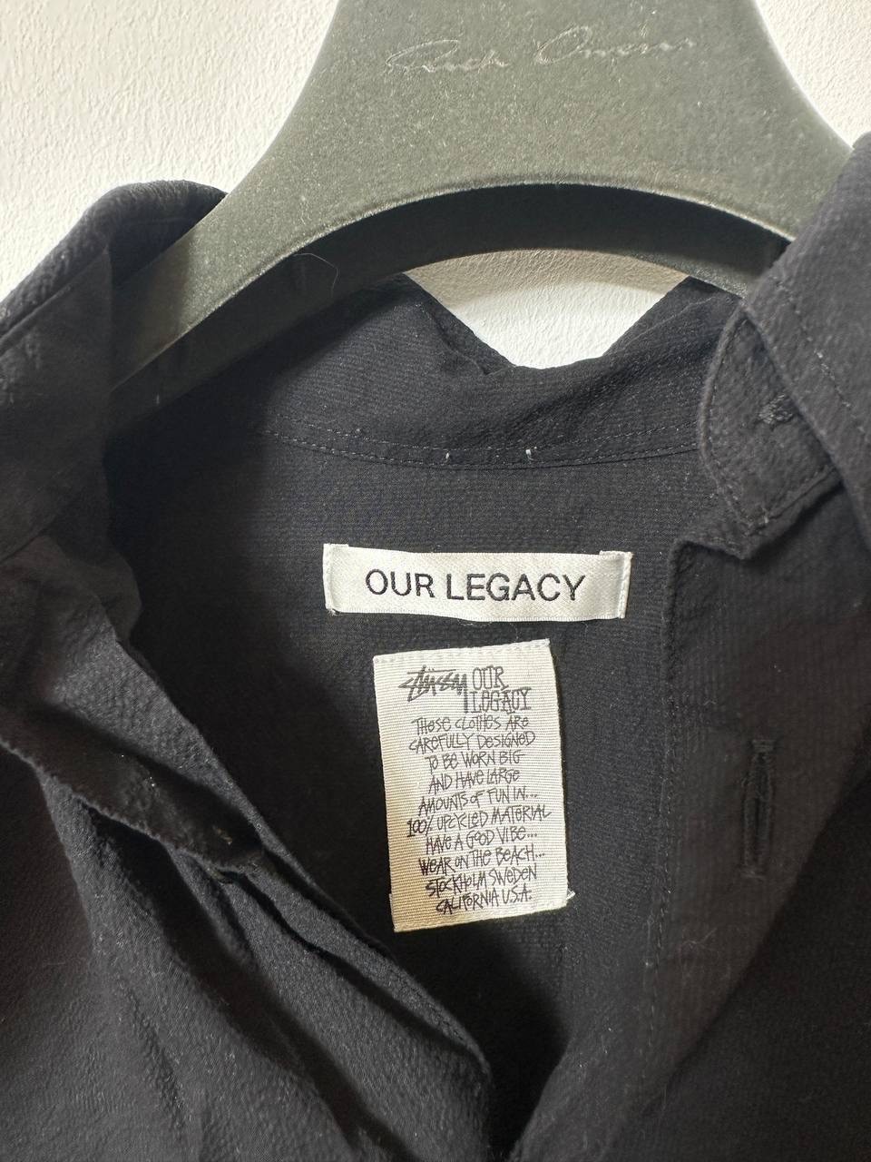OUR LEGACY X STUSSY BLACK SHORT SLEEVE SHIRT BLACK SIZE M BOXY