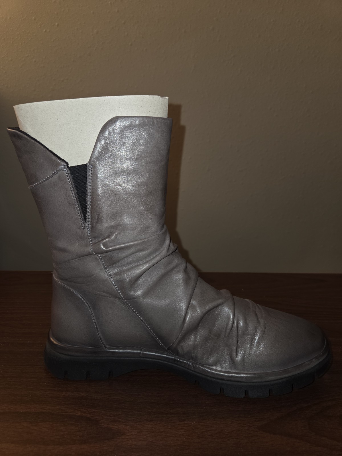 Miz Mooz Delena Ruched Leather Mid-Shaft Boots Women’s EU 40 US 9-9.5