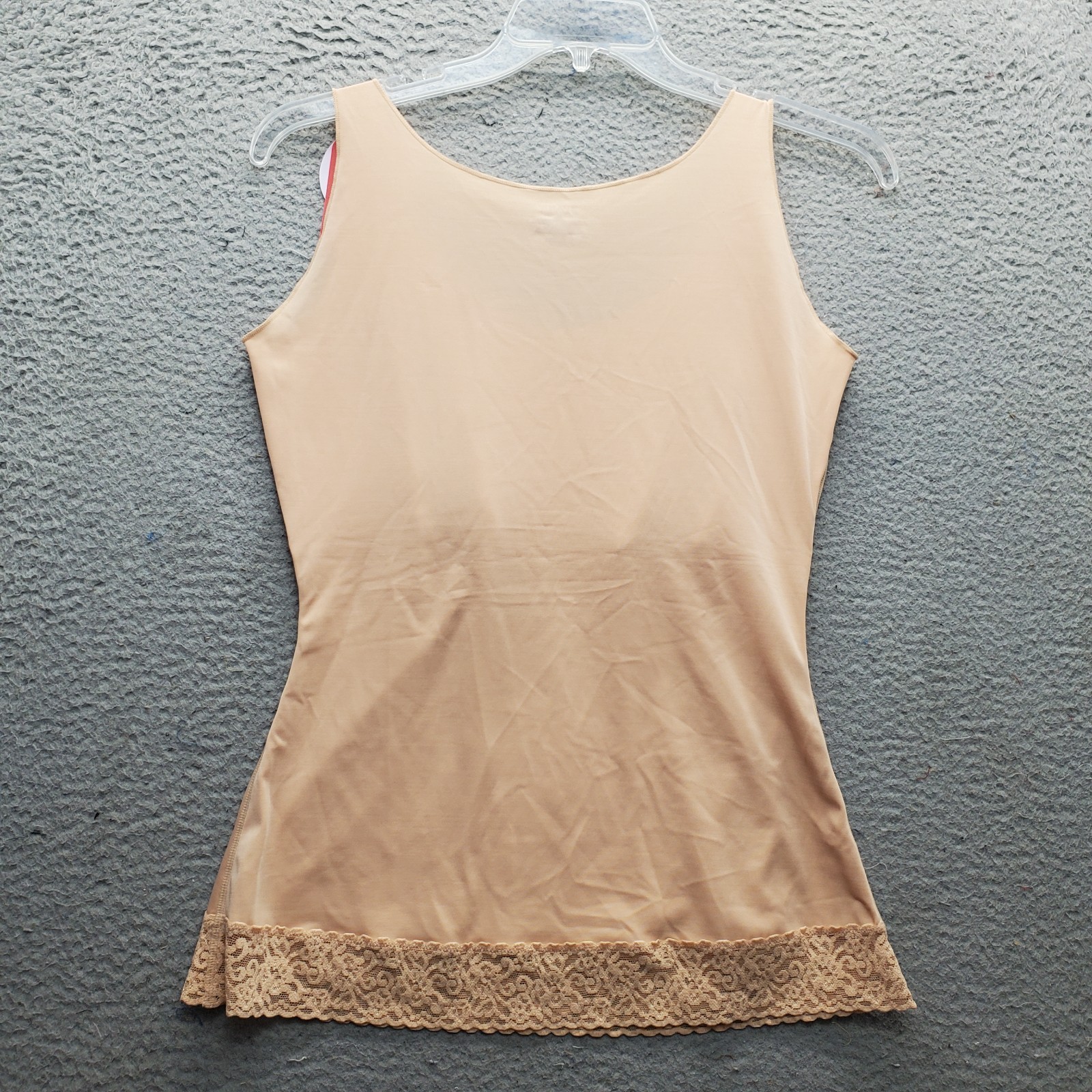 Spanx by Sara Blakely Tank Top Womens XL Brown Sleeveless Slim Fit Lace Trim Hem