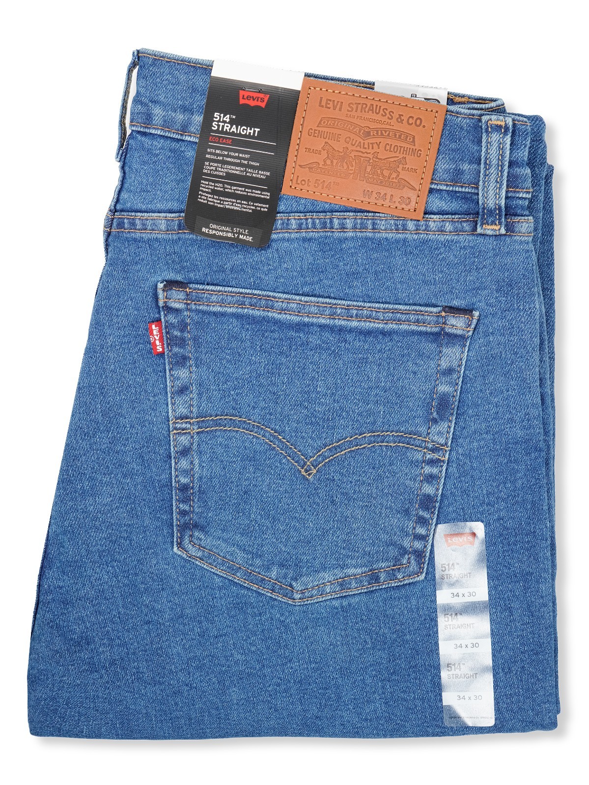 Levis 514 Mens Slim Straight Fit Comfort Stretch Denim Jeans Zip Fly Blue New