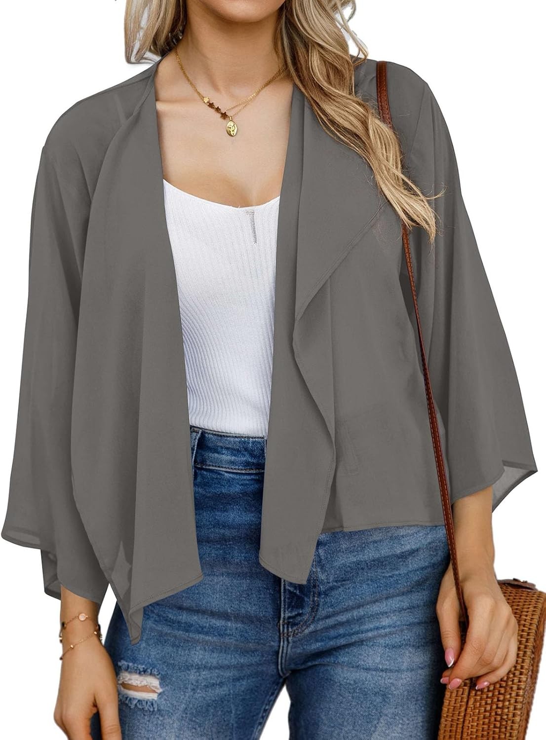 Womens Summer Short Shrugs Kimono Cardigan Casual Chiffon Bolero Jacket Tops