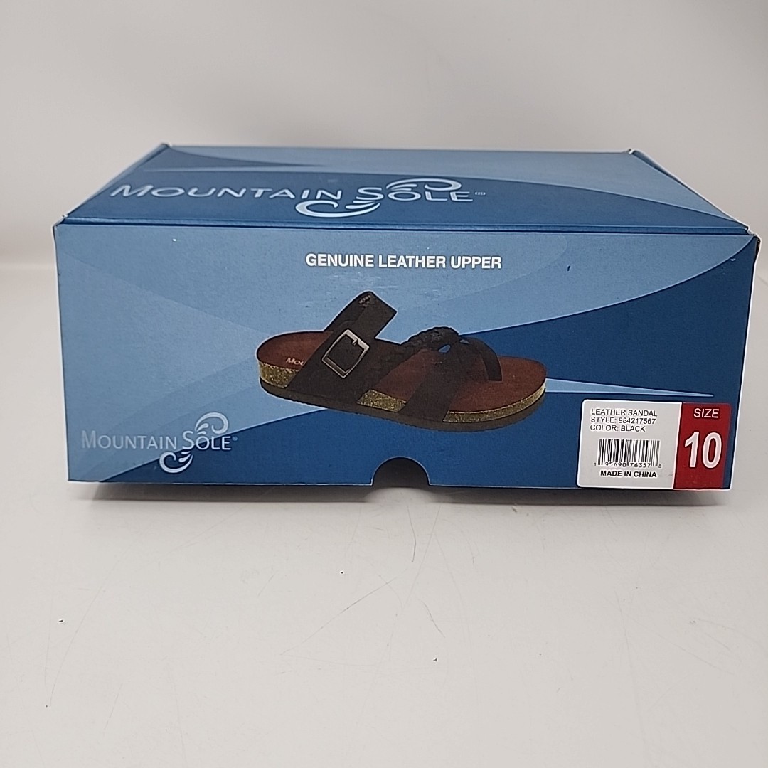 Mountain Sole Women’s Slip-on Comfort Sandal with Braided Leather Upper Brown 10