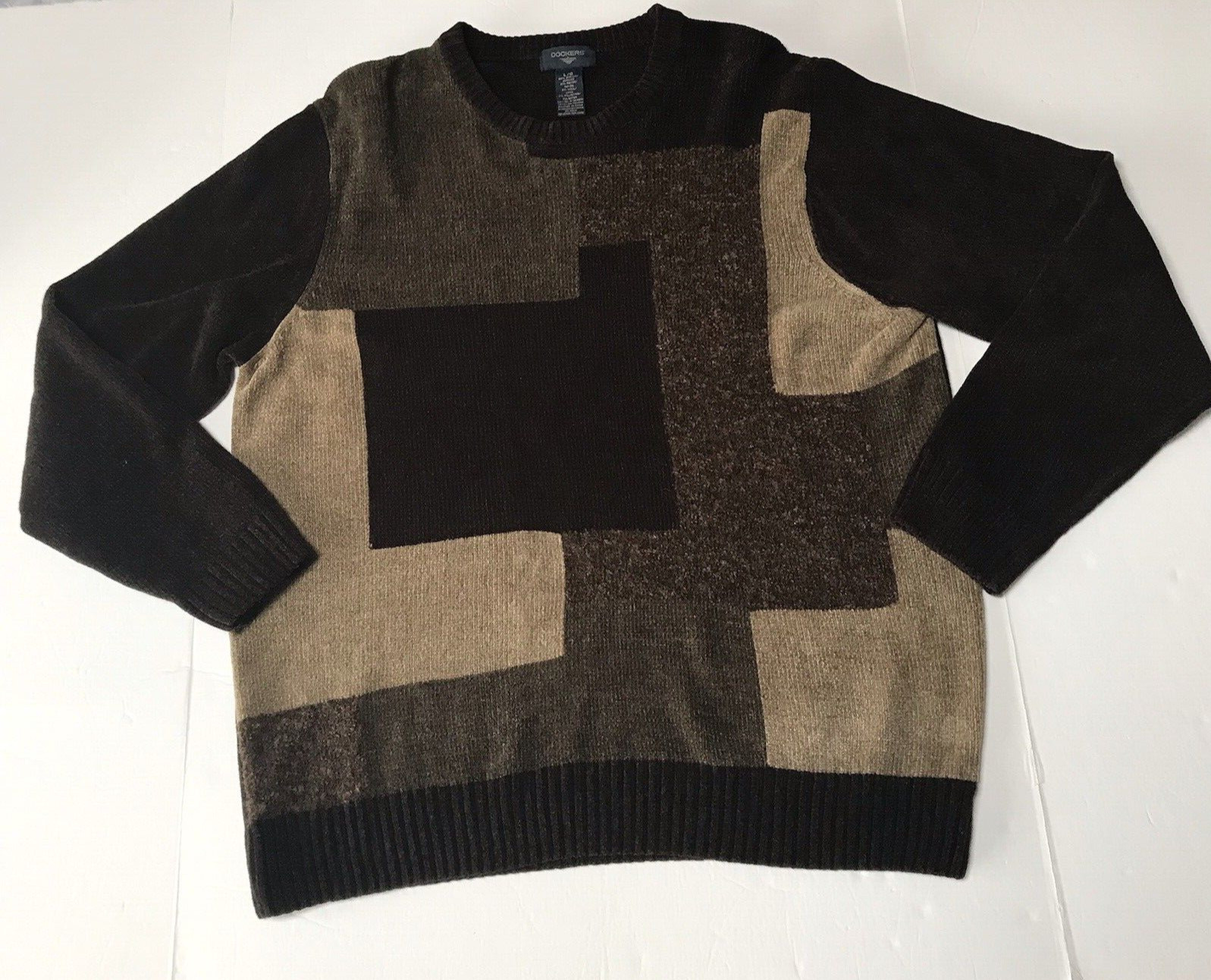 Vintage 90s Y2K Sweater Mens Large Wool Geometric Grunge Skater Grandpa Hip Hop