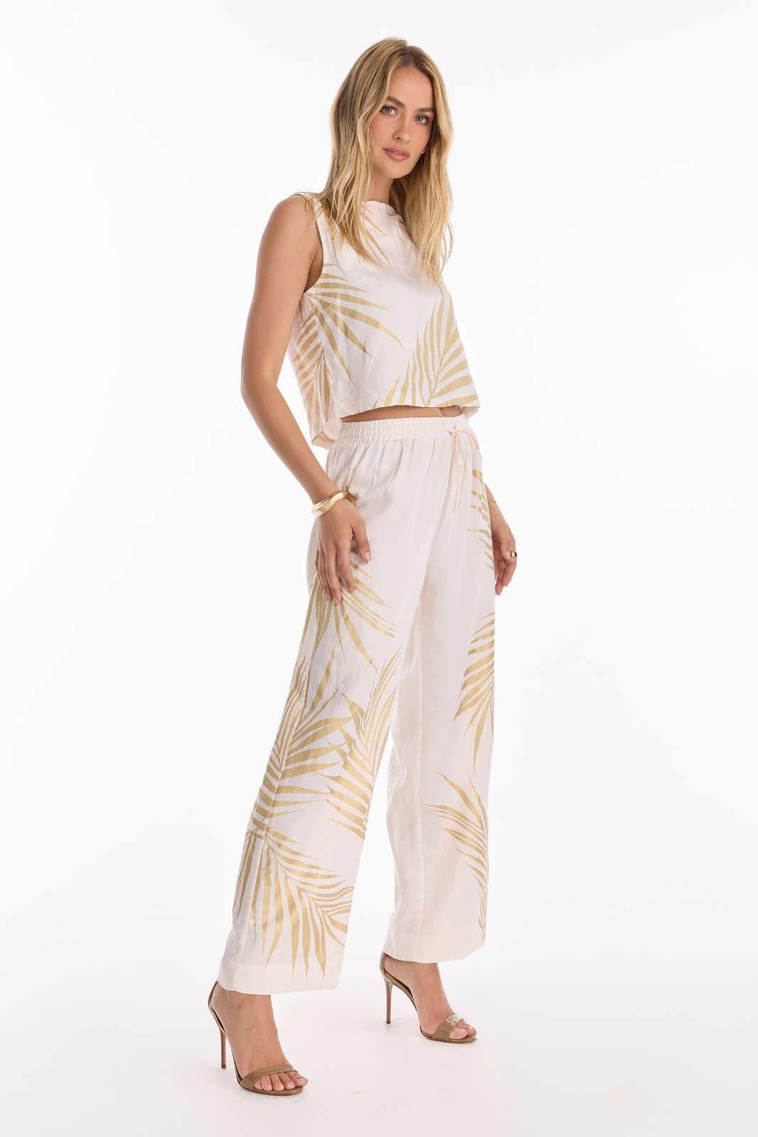 Sola Linen Top or Pant Gold Palm THE NOLI SHOP