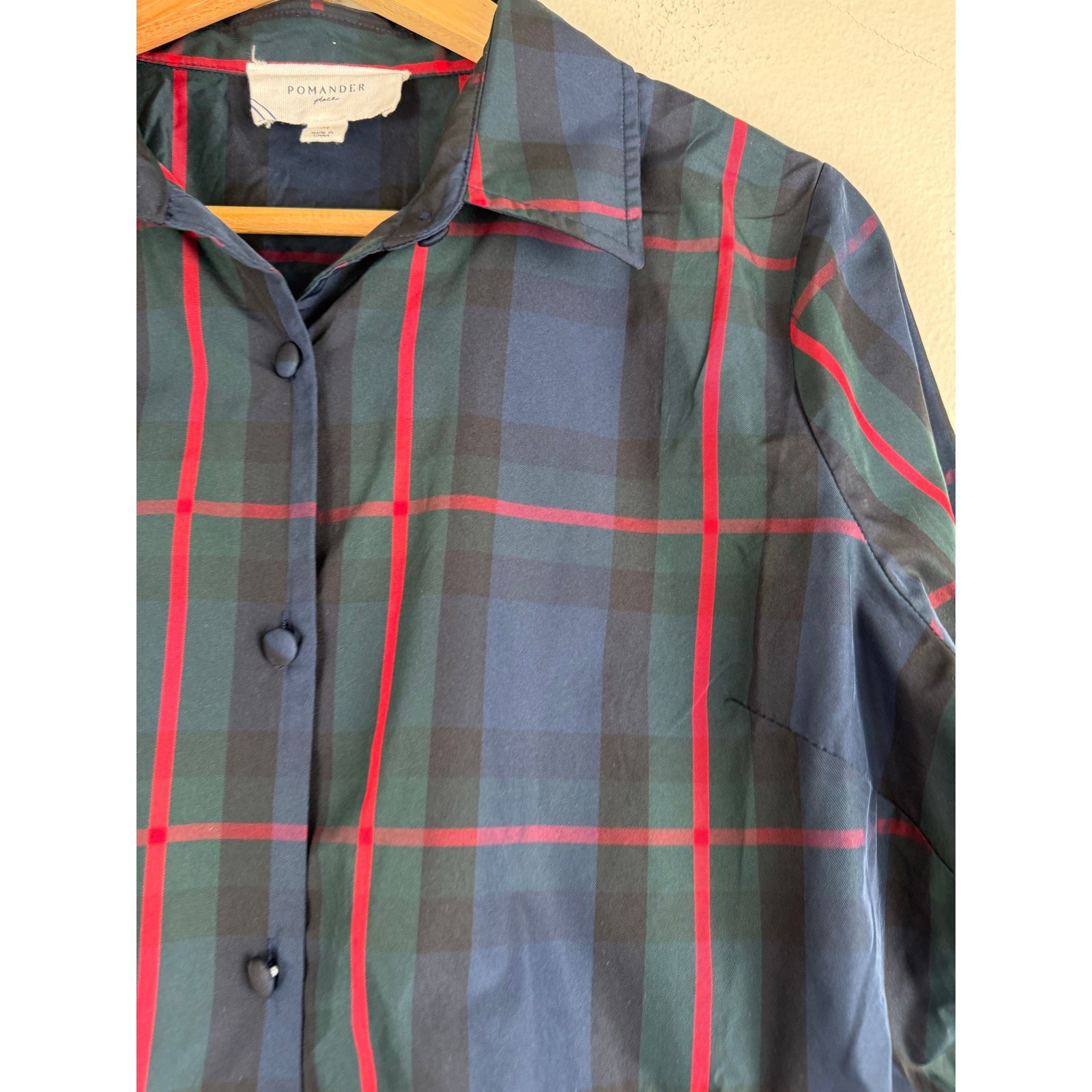 Tuckernuck Pomander Place Ashlen Fraser Plaid Button Blouse Medium Blue