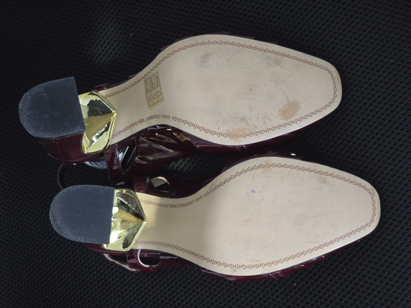 Karl Lagerfeld Paris Georgie Slingback Heels Burgundy Patent Leather 7.5M