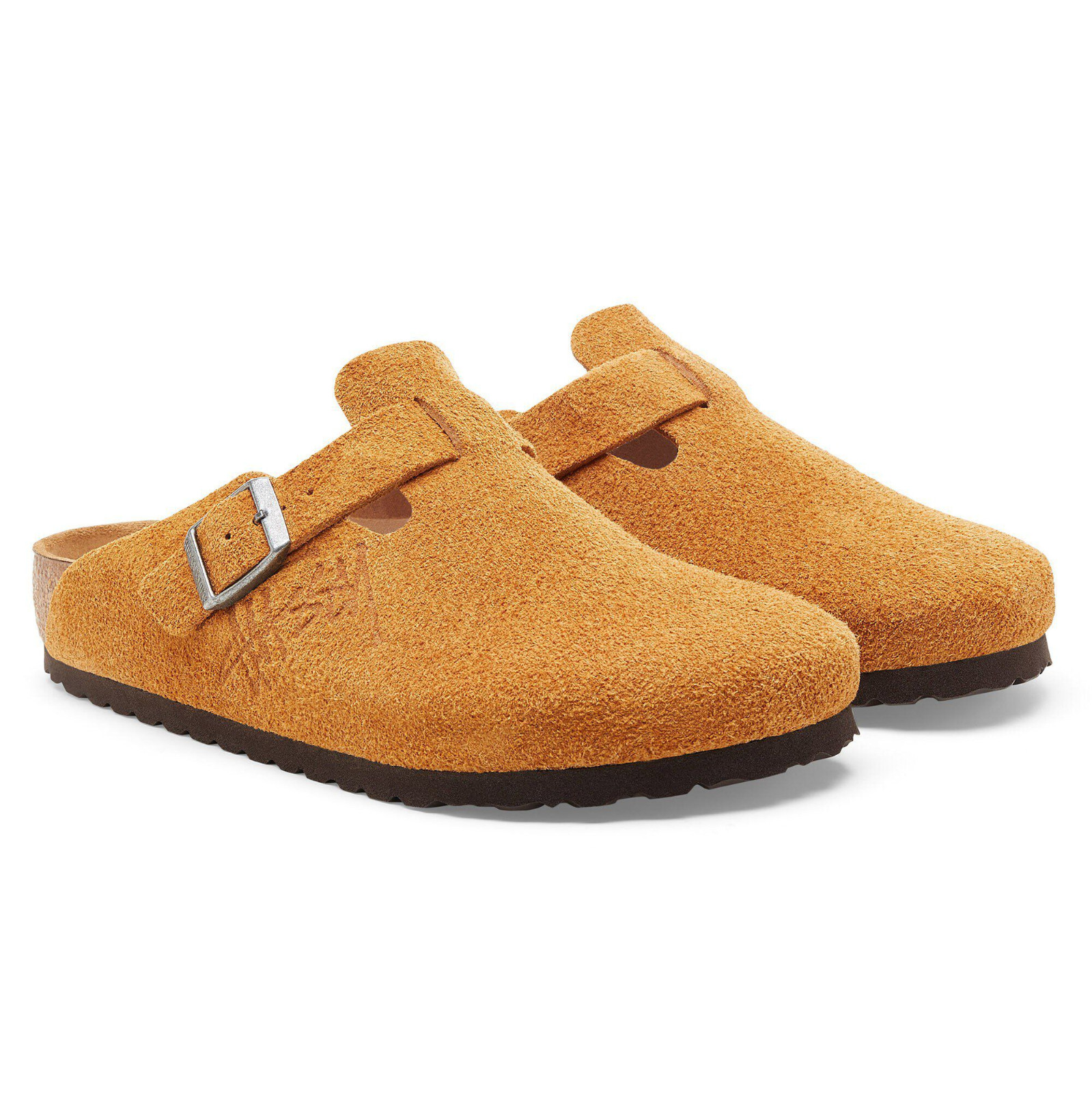 Birkenstock Boston Stüssy x Caramel Suede Footbed Slip-Ons Clog Unisex EU37-45