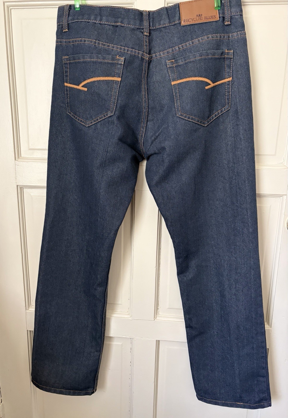 Recycled Blues Slim Fit Men’s Dark Wash Blue Denim Straight Jeans Cotton Blend