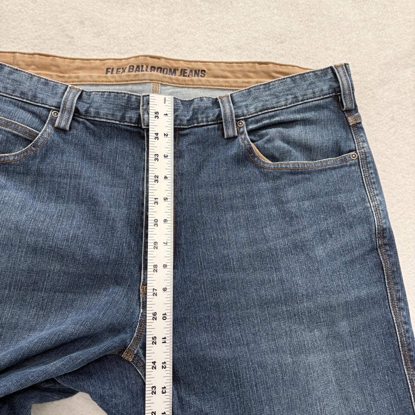 Duluth Flex Ballroom Jeans Mens 40×32 Blue Medium Wash Relaxed Straight Denim