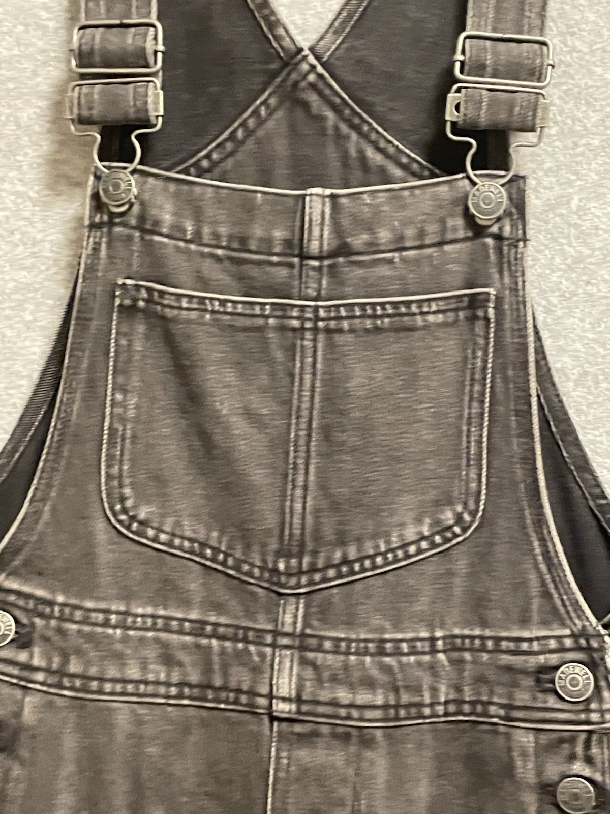 Madewell Petite Denim Oversized Carpenter Overalls SZ XXSP Black Wash Knee Guard