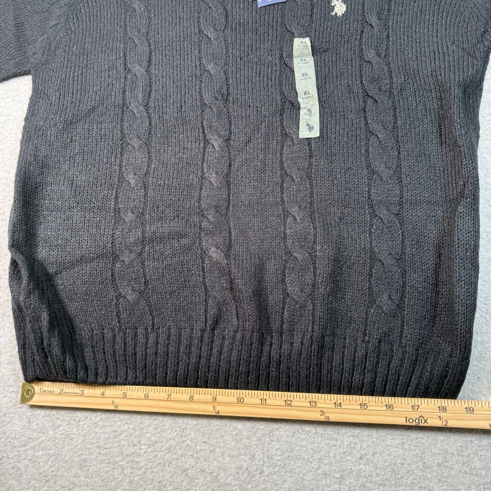 U.S. POLO ASSN Blue Crewneck Sweater White Pony Mens Sz XL Cable Knit NWT Preppy