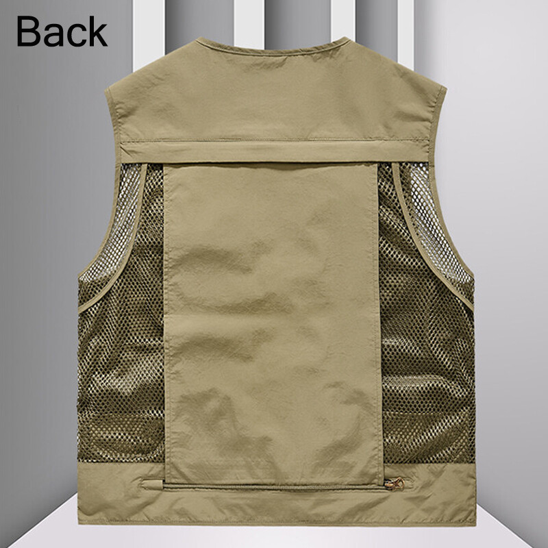 Mens Waistcoat Tops Cargo Multi Pocket Utility Vest Fishing Hiking Camping Gilet
