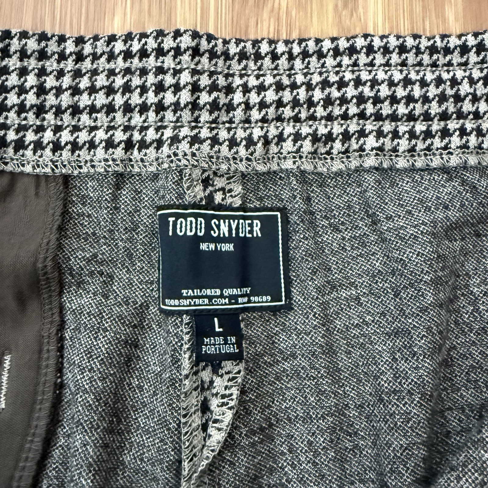 Todd Snyder Wool Blend Trouser Men Large 35×29 Houndstooth Brown Drawstring Pant