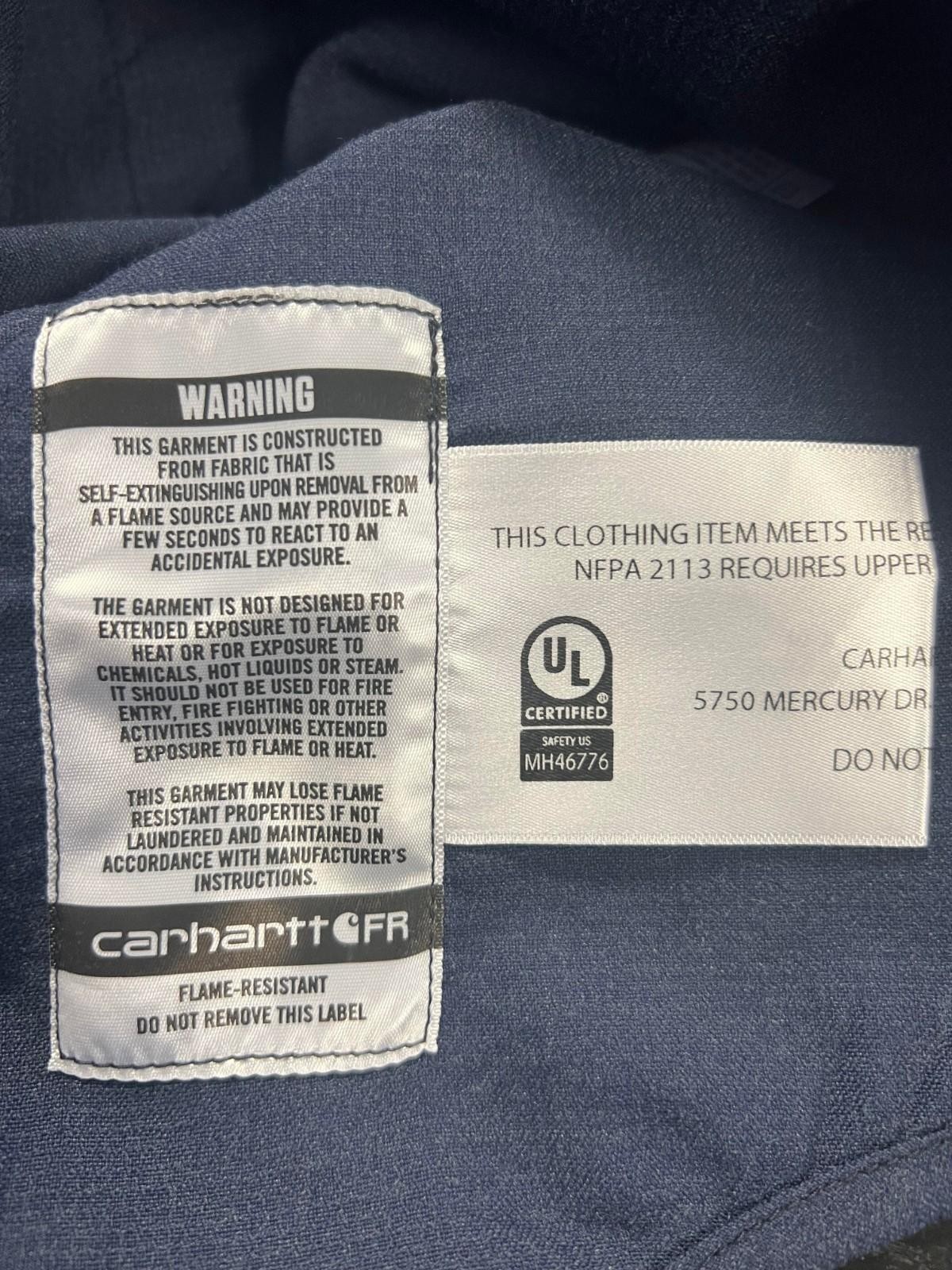 Carhartt FR Men’s Navy Shirt Flame Resistant Long Sleeve Lightweight (S02)