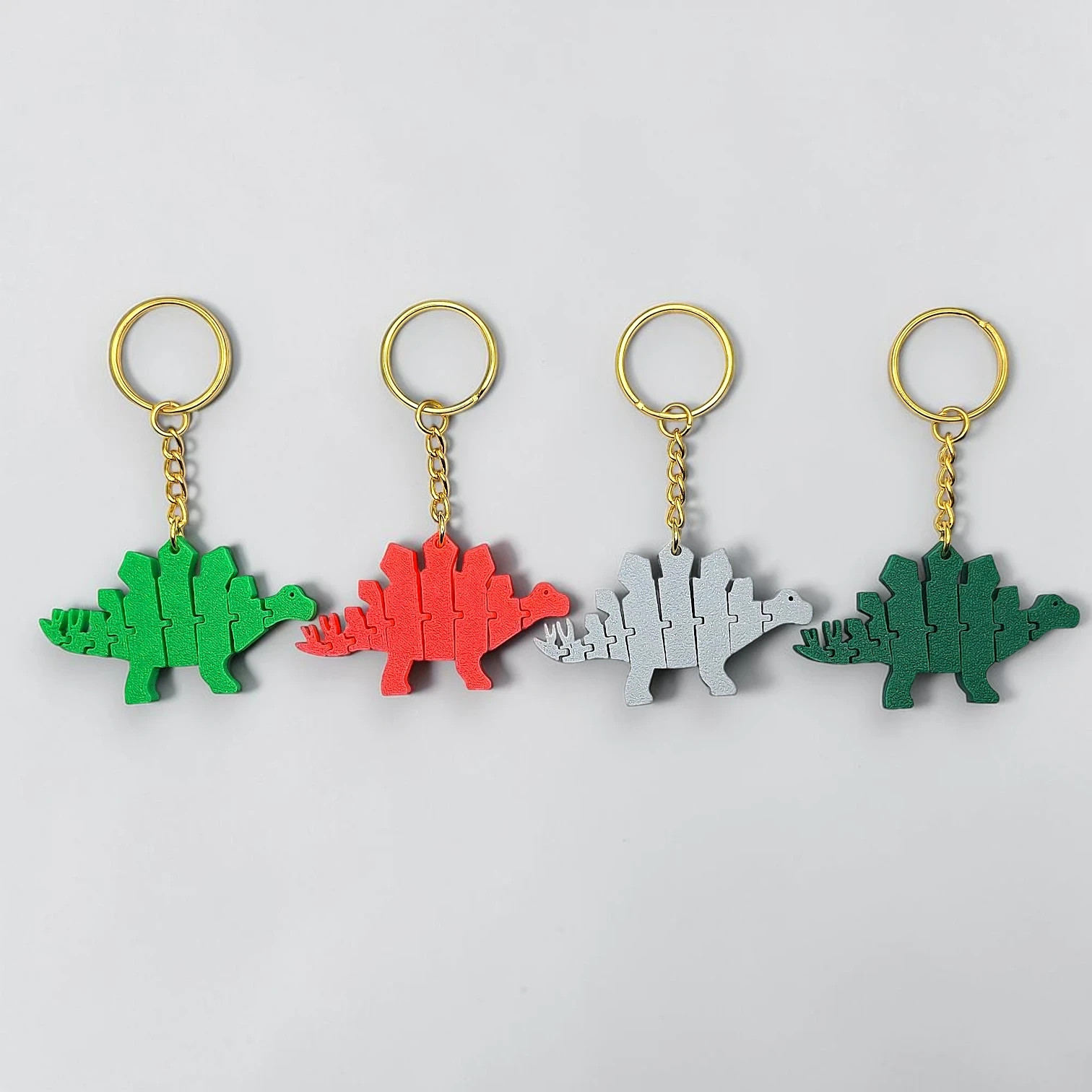 Dinosaur Keychains (1-500) Handmade Articulated Stegosaurus Charm Dino Favor Lot
