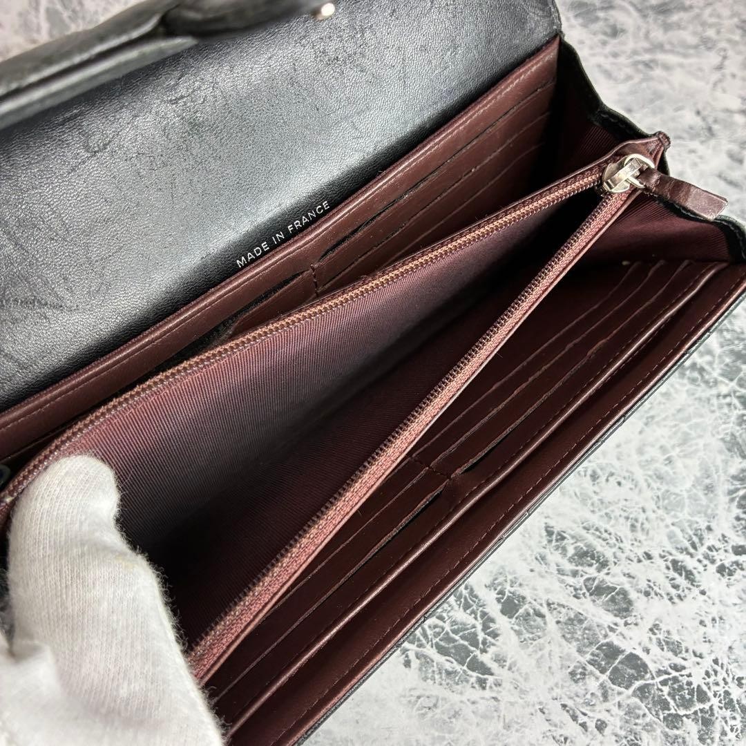 CHANEL Chanel Long Wallet Flap Lambskin Matelass Black