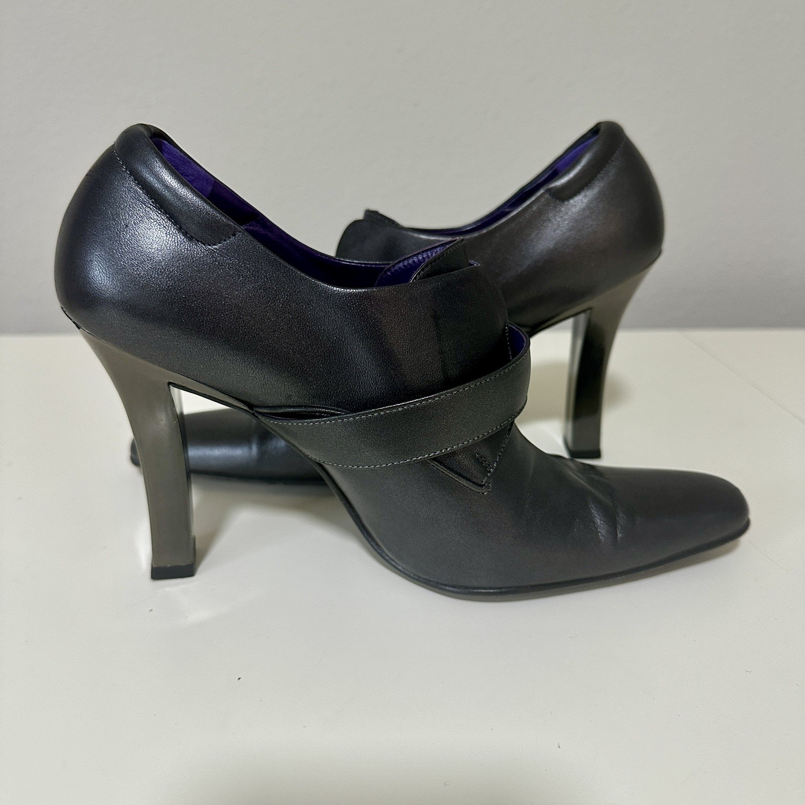 Ralph Lauren Heeled Mary Jane Leather Heels Pumps Shoes Black Size 8.5
