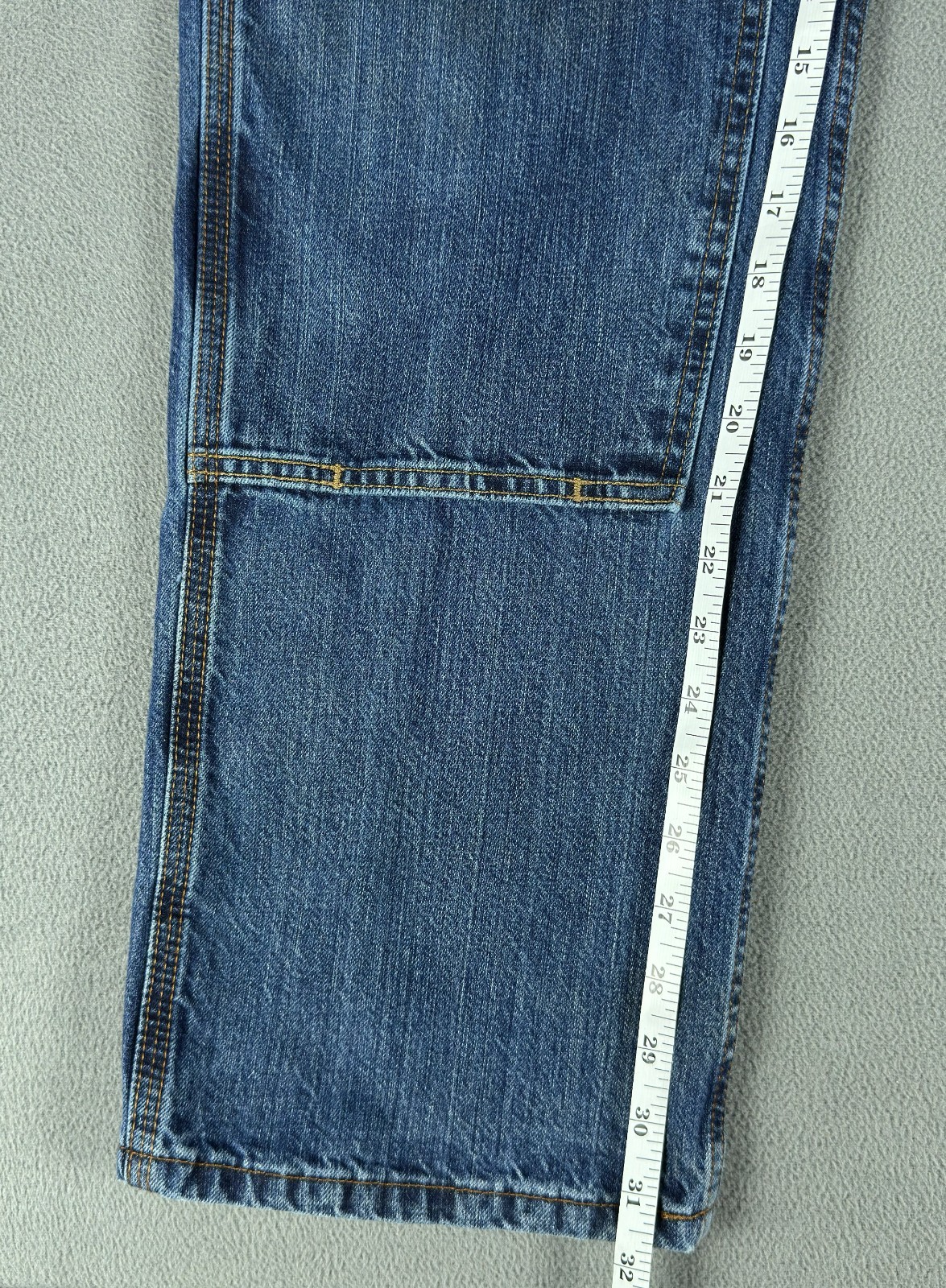Carhartt Jeans 34×32 Blue Distressed Faded Stain Double Knee Dungaree Loose