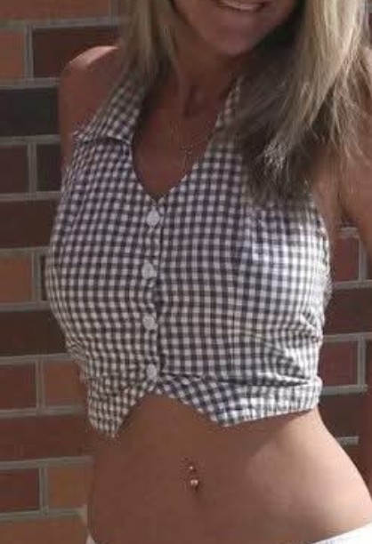 Vintage Y2K Moda International Gingham Collared Halter Crop Top Vest Brown XS