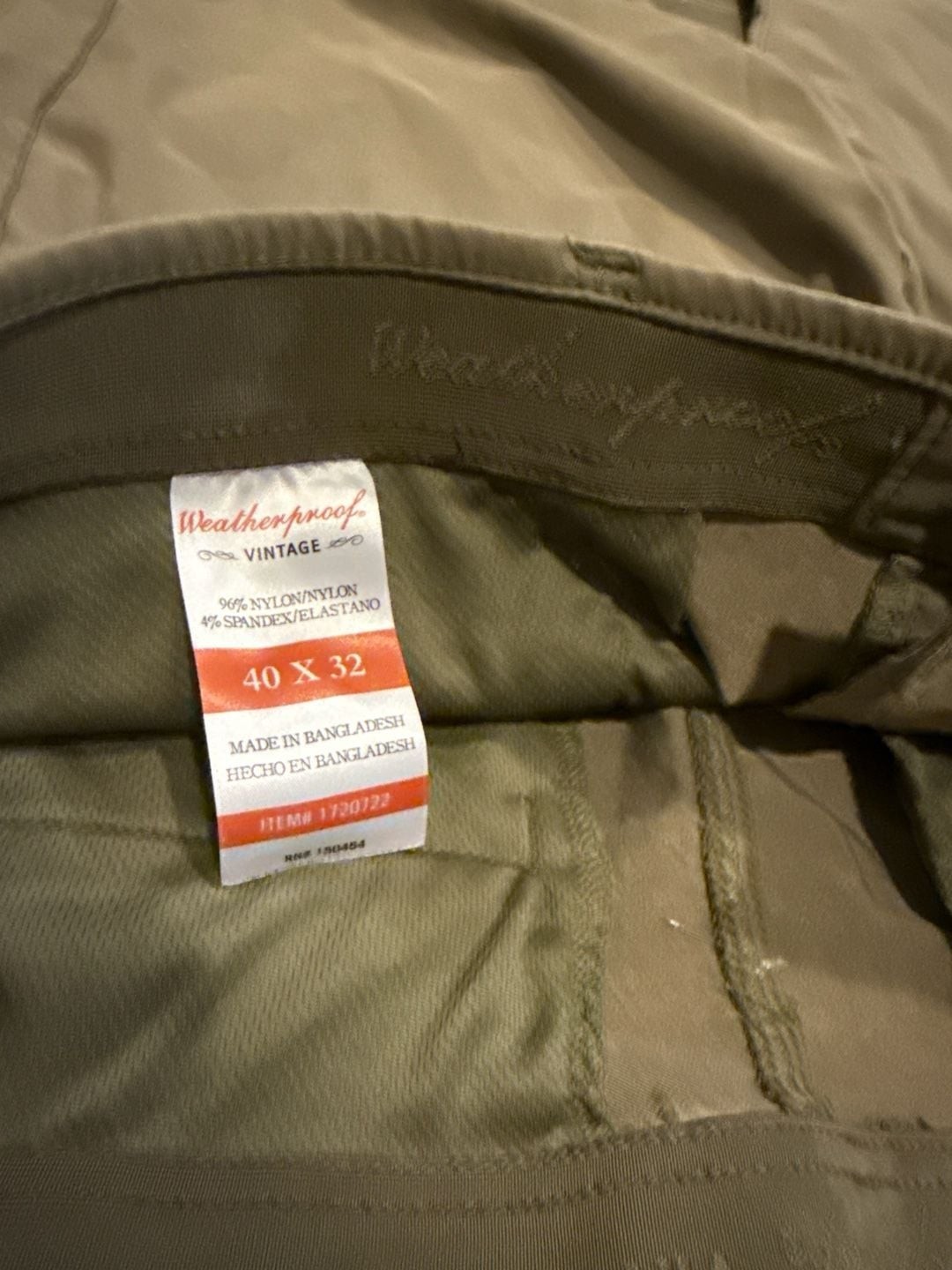 Weatherproof Vintage Men’s 5-Pocket Flex Tech Pant, Tan, 40X32