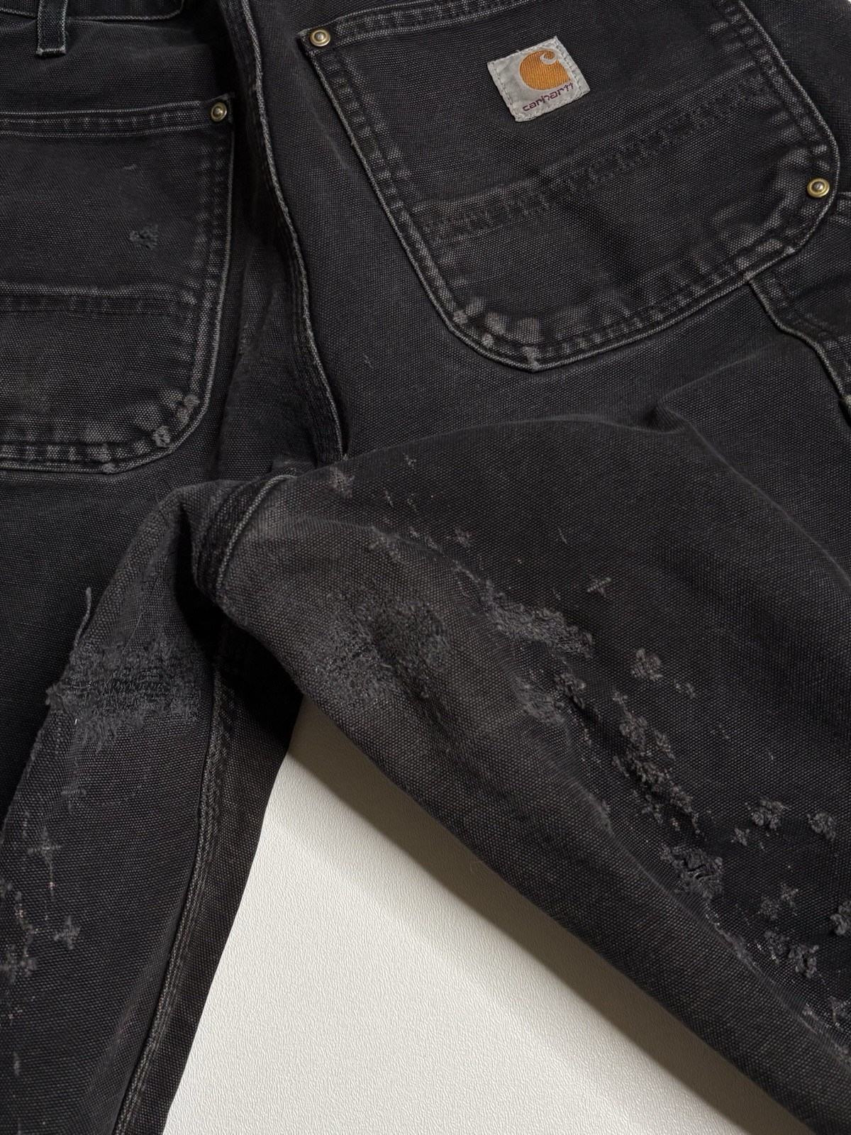 Carhartt Double Knee Duck Canvas Carpenter Pants Made In USA B01-BLK 30 x 30*