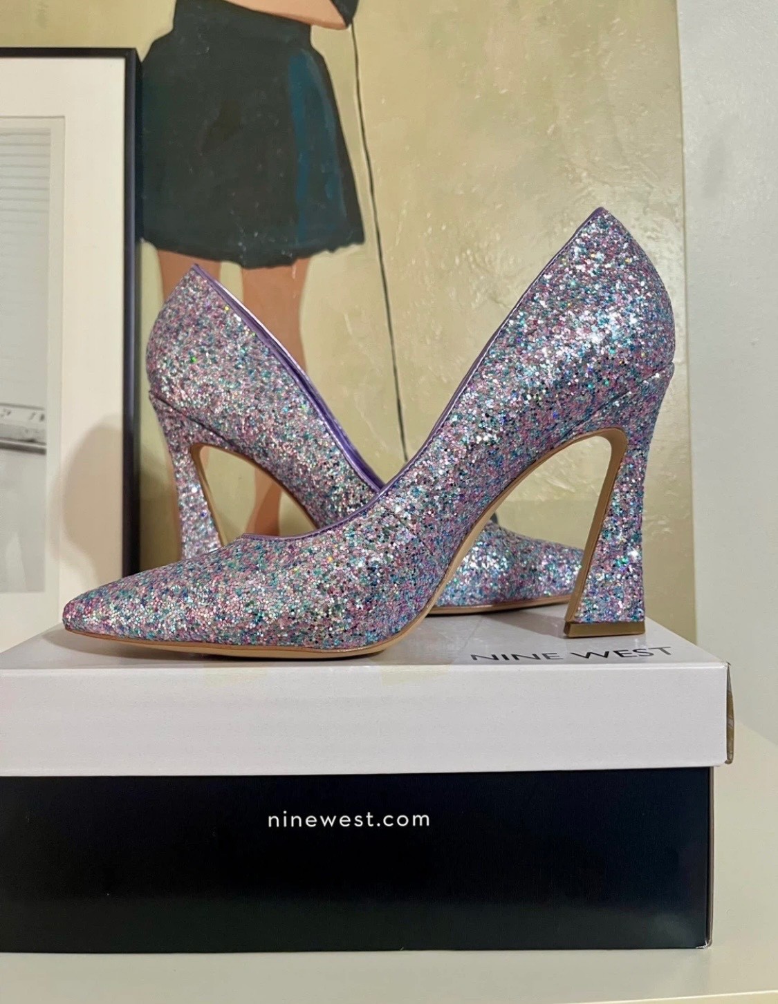 Nine West TRENDZ Purple Glitter High Heels – Size 8M (***runs small)