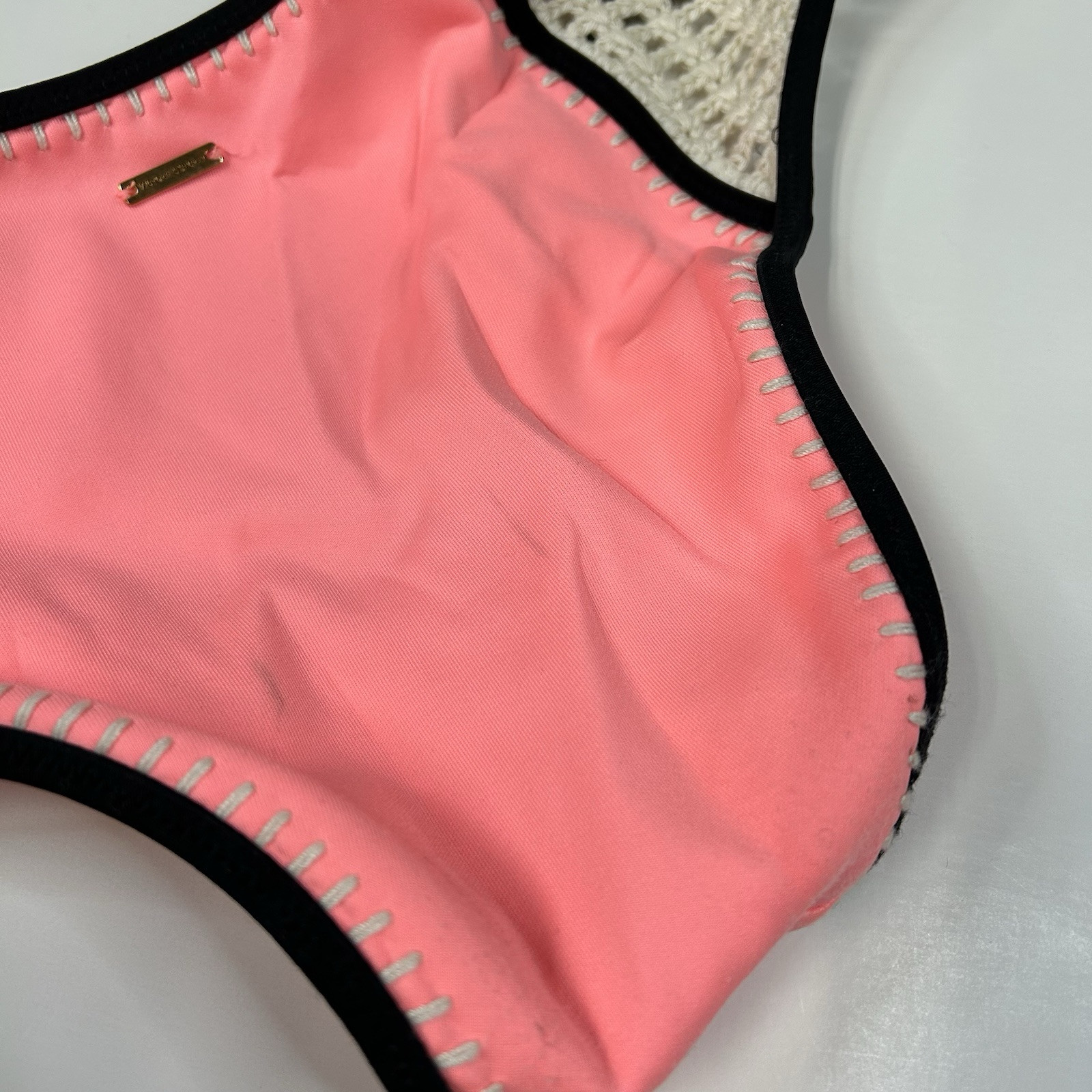 Y2K Victorias Secret Size Medium Classic Hipster Bikini Bottoms Pink Black #3727