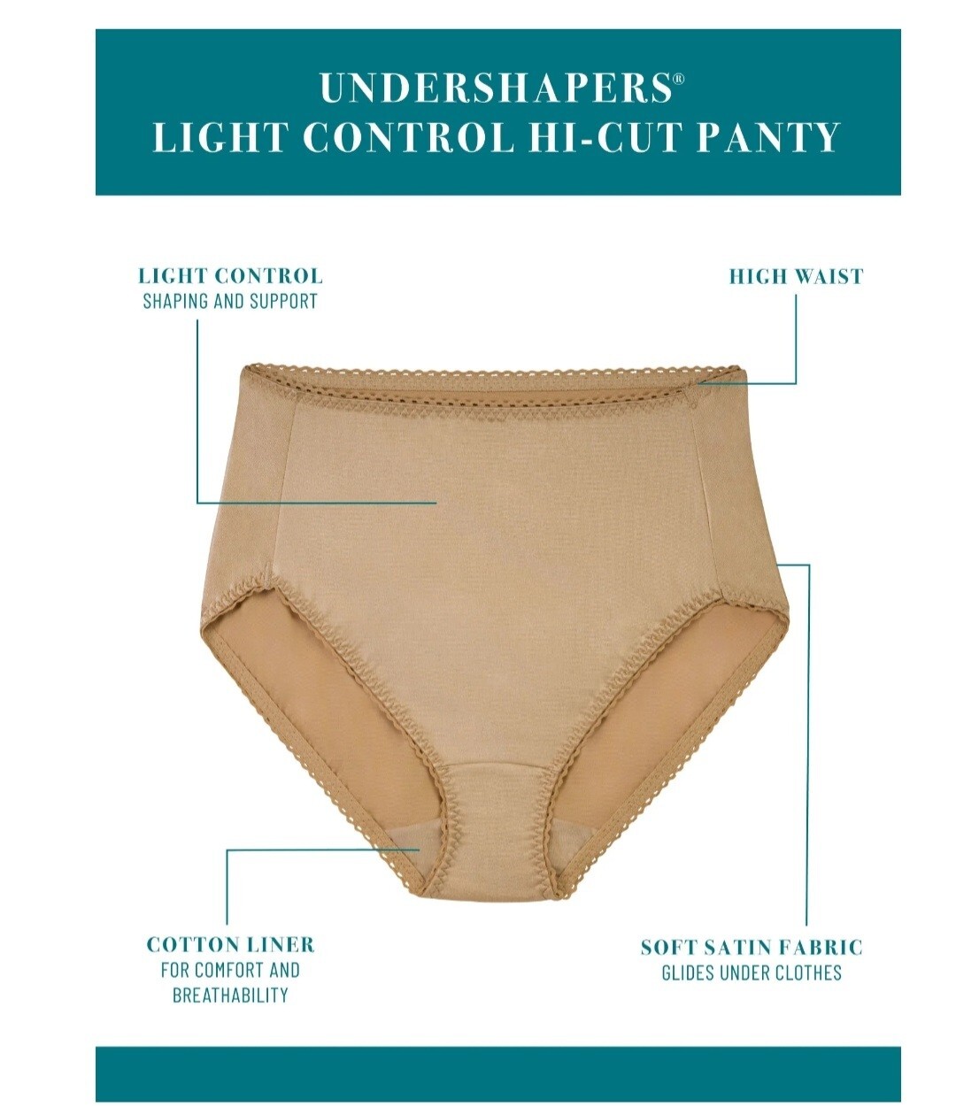 Vanity Fair 2-Pk HI-CUT UNDERSHAPERS light control Panties Nylon 5X/12 3448301