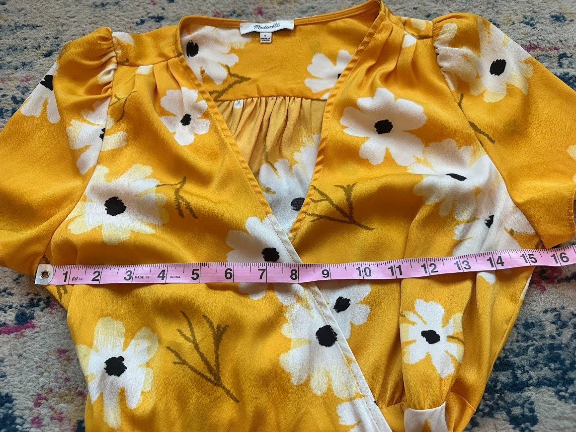 Madewell Puff-Sleeve Floral Yellow Daisy Wrap Midi/Maxi Dress – Small