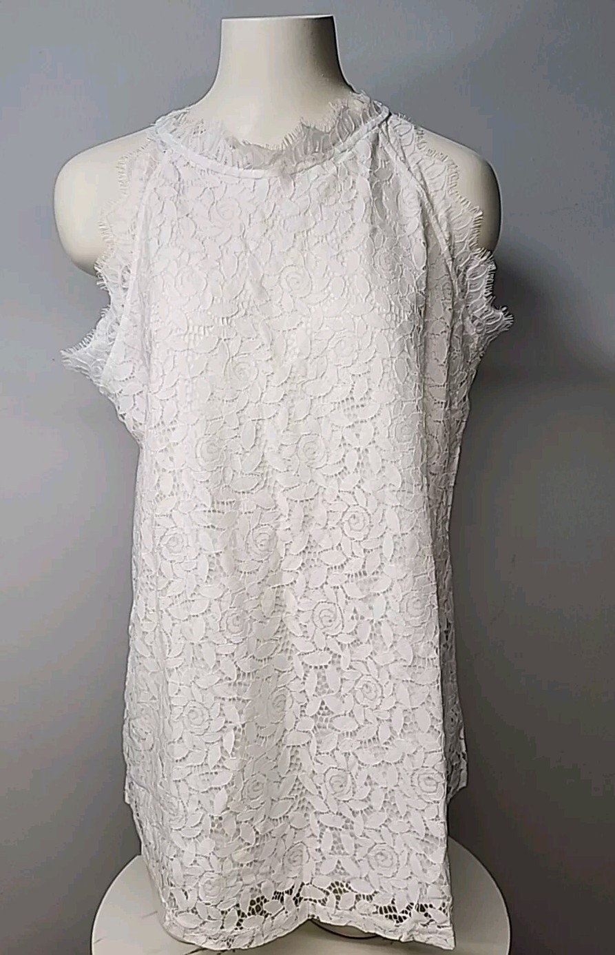 Nwt Berryou white lace lined tank top sz L