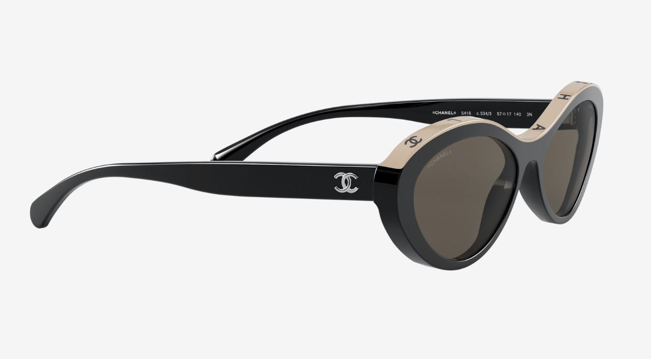 CHANEL CH5416 Beige & Black Acetate Oval Woman’s Sunglasses 57-18-145mm