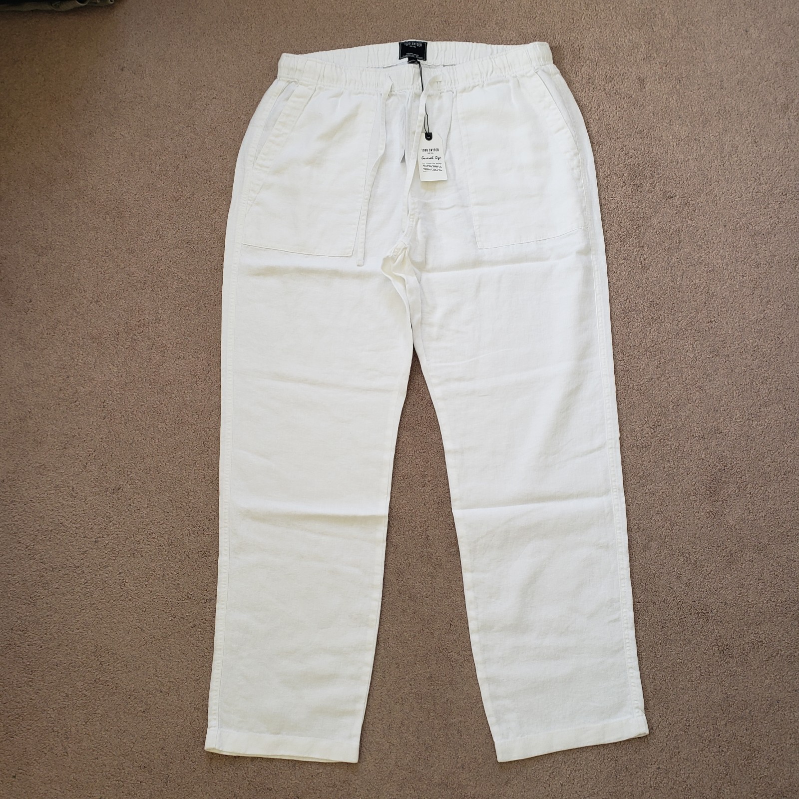 NWT Todd Snyder XL Straight Fit 100% Linen Beach Pant White Pockets $198 Light