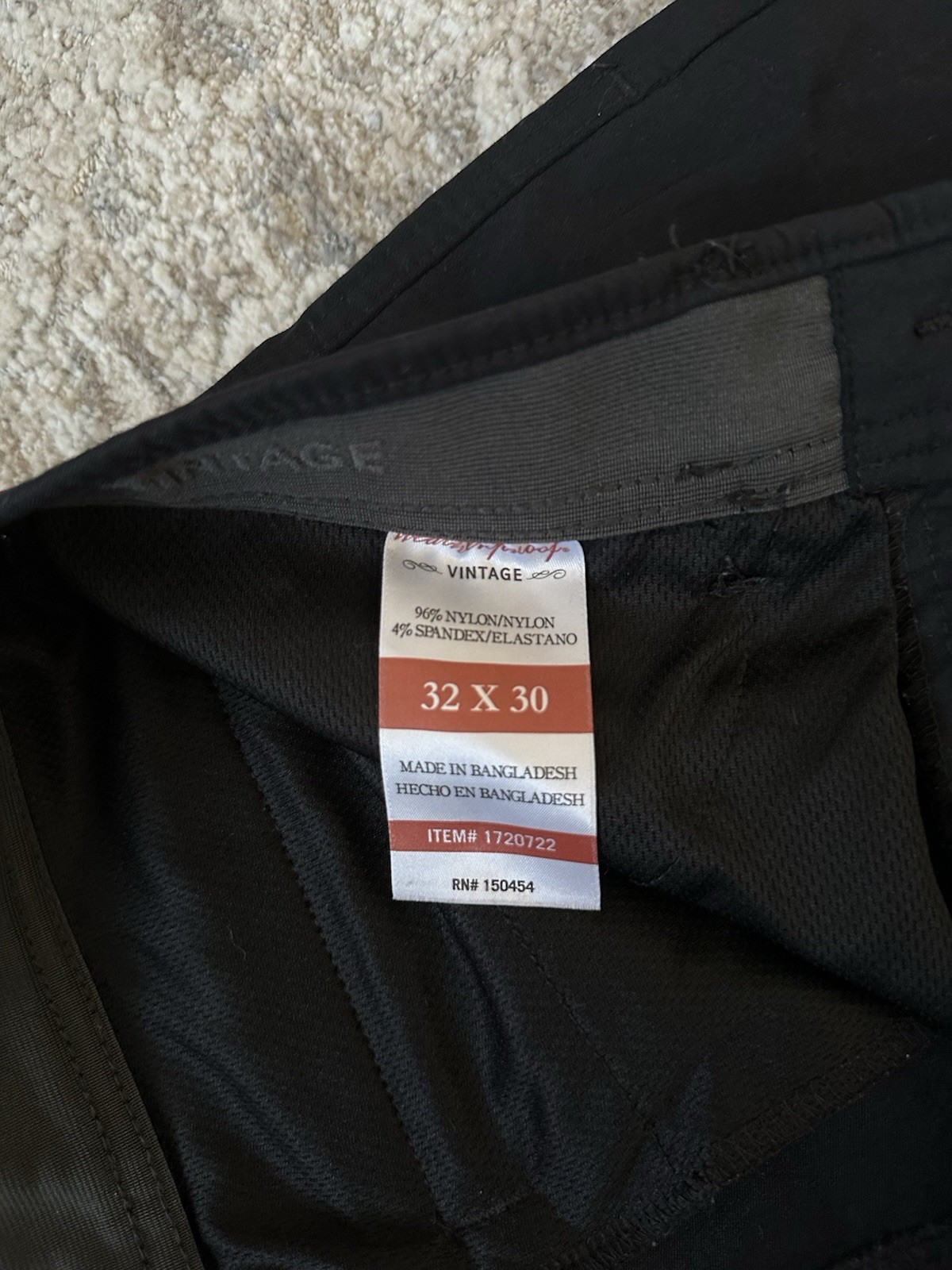 Weatherproof Vintage Tech Pant Men Size 32×30 Black Stretch Nylon Fabric 1720722