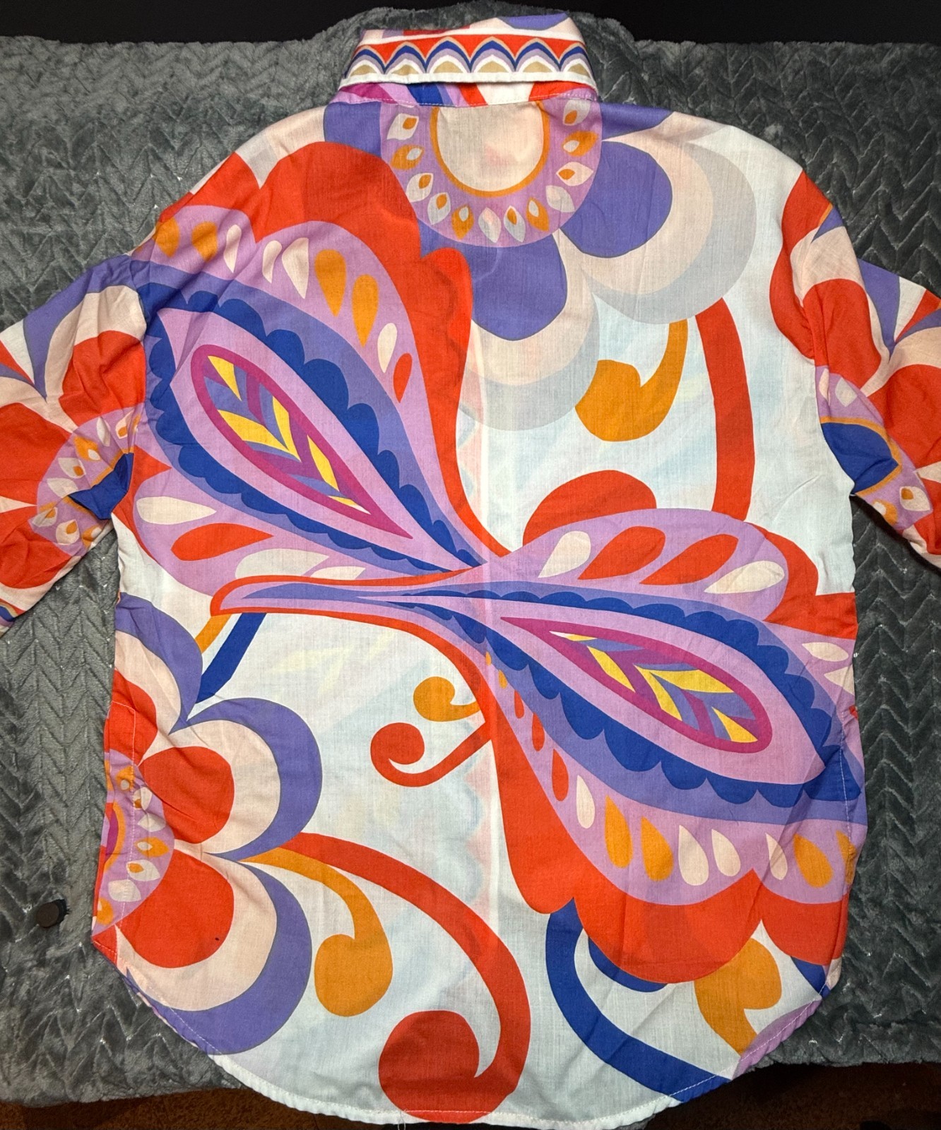 Her.. Bottari Psychedelic Retro Printed Button Down Blouse Shirt M