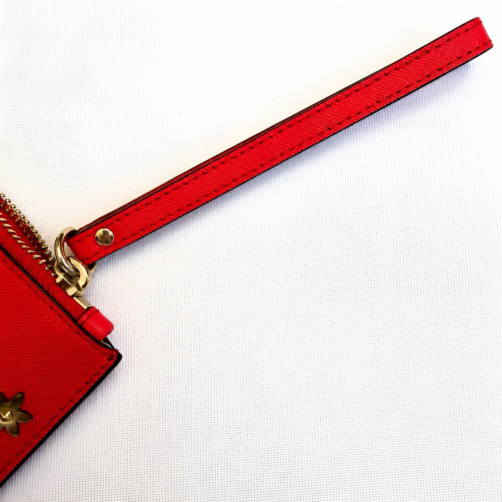 Michael Kors Jet Set Travel Floral Wristlet Clutch Wallet Red NWOT Leather