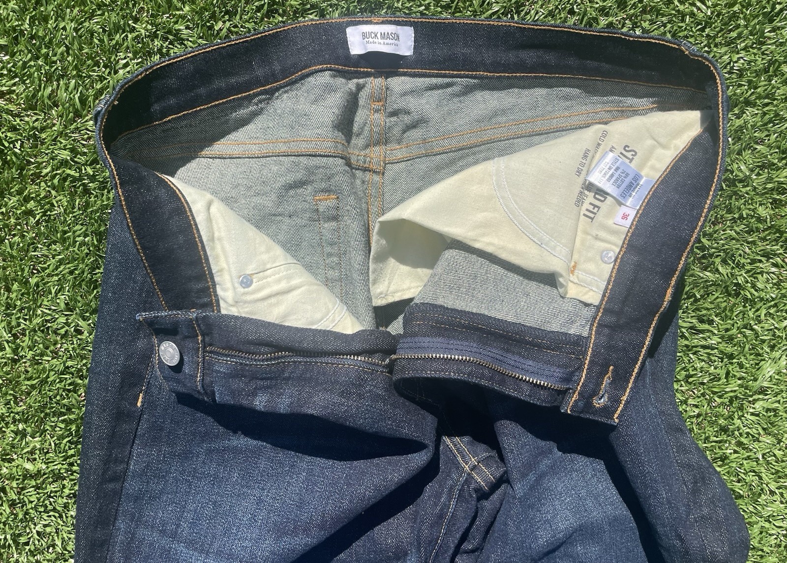 Buck Mason Jeans 34×32 Standard Fit Stretch Denim Cotton Blue Mad in the US
