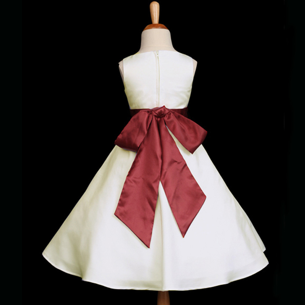 IVORY/BURGUNDY WINE HOLIDAY A-LINE FLOWER GIRL DRESS 12-18M 2 4 6 8 10 12 14 16