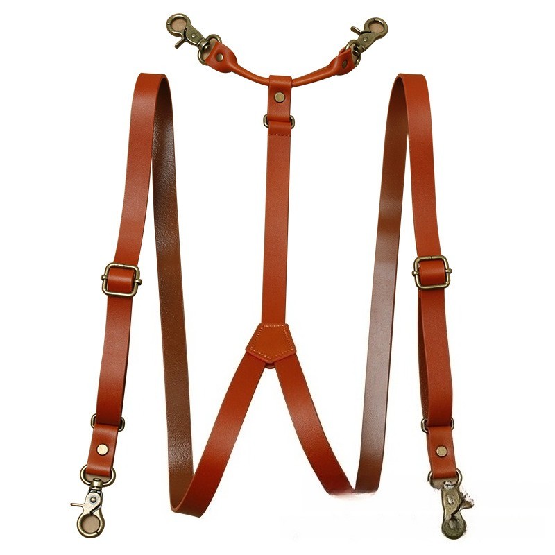 Genuine Leather Straps Braces Men’s British Suspenders Hook Buckle Adjustable