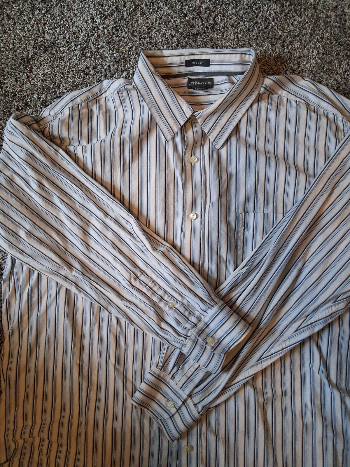 Mens Dress Shirt – 2XL – St. John’s Bay – Striped – 80’s 2 Ply