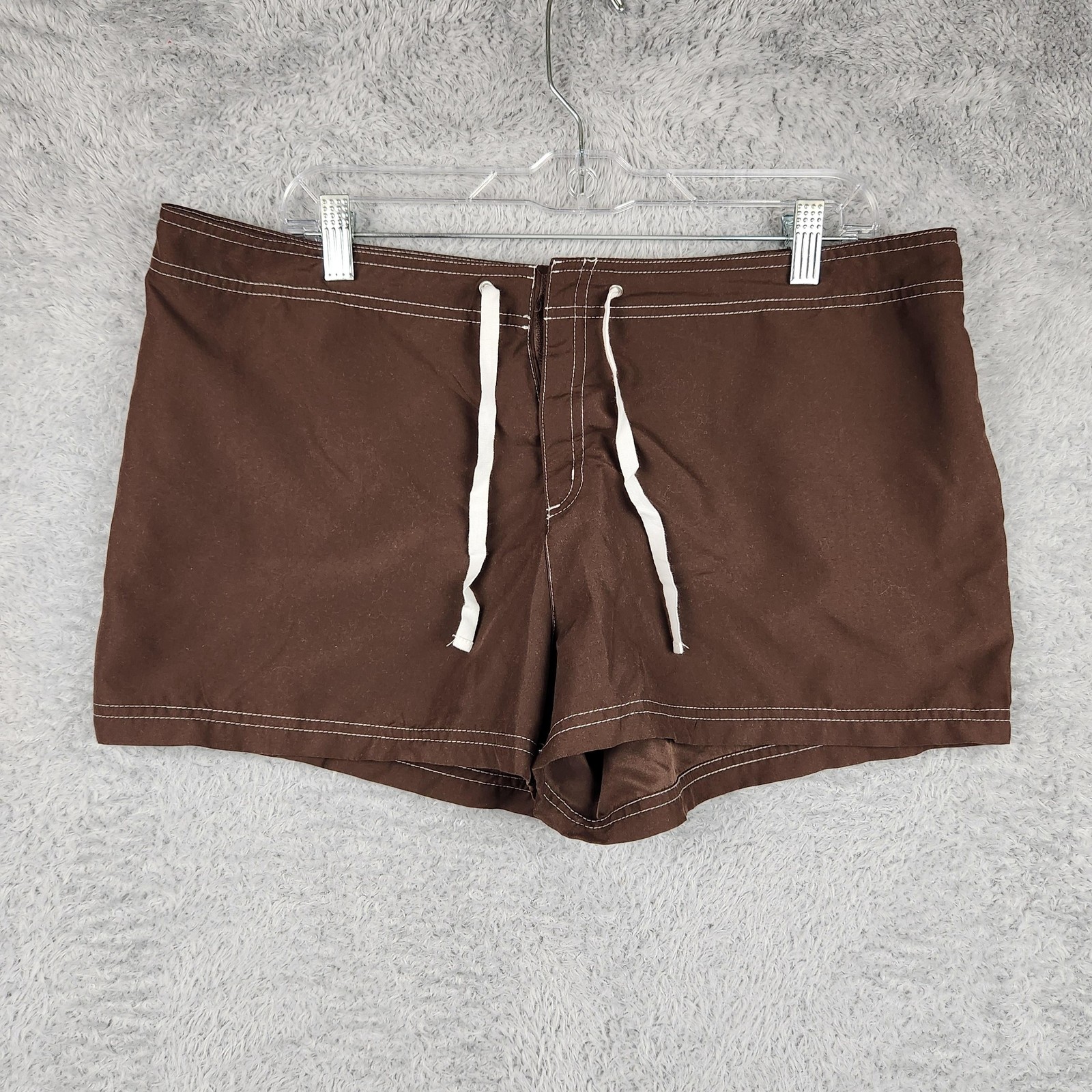 Sand N Sun Swim Shorts Womens Large Brown Beach Surf Pocket Quick Dry Outdoor