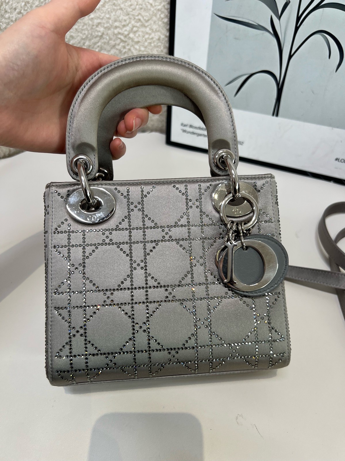 Dior Pre-Owned Authentic Satchel Silver Base length: 17 Silver