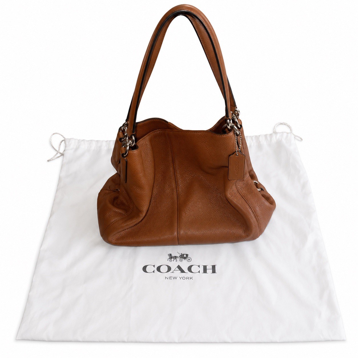 Coach New York Madison Phoebe Carmel Brown Pebbled Leather 3 Pocket Shoulder Bag