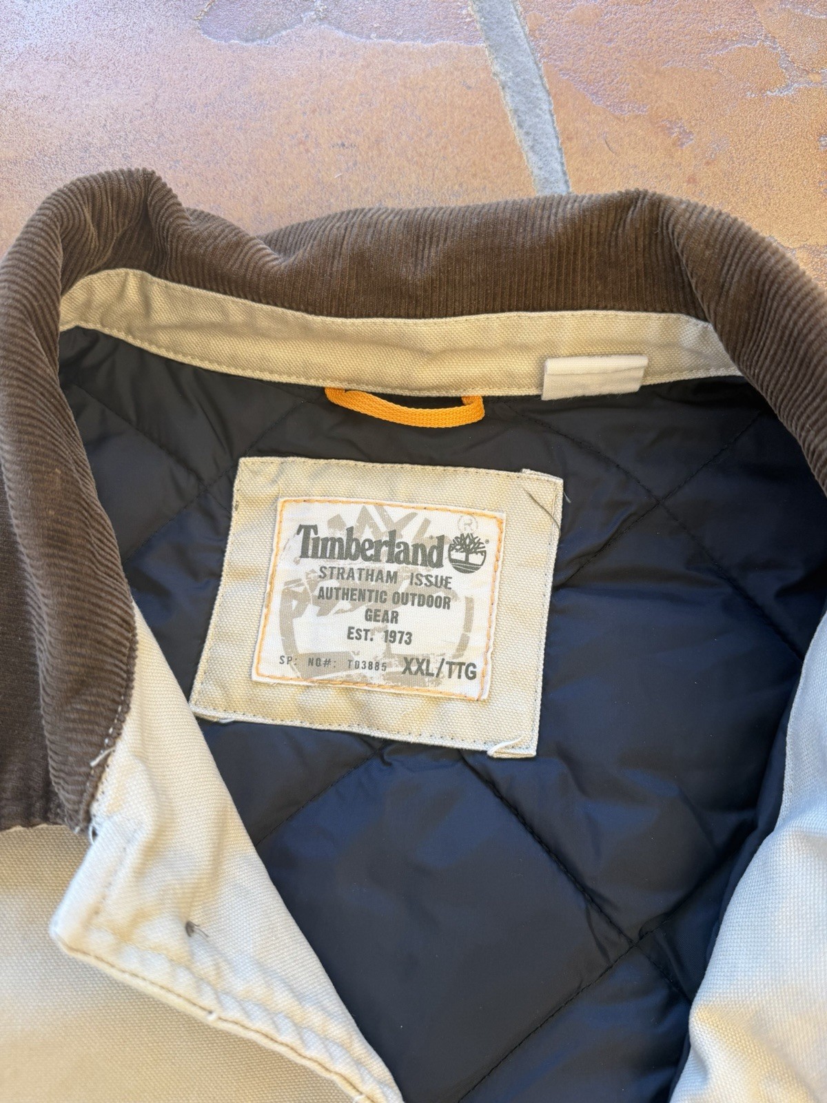 Timberland Men’s Beige Work Jacket Button Lined Quilted Corduroy Collar -XXL