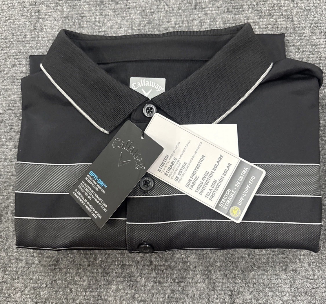 Mens Callaway Golf Polo Shirt Opti Dri Black Size S