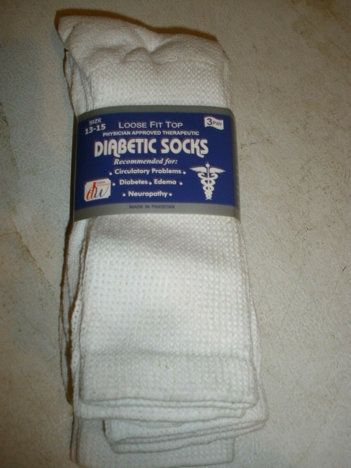 NEW Debra Weitzner DW Loose Fit Top Diabetic Socks 3 Pair Size 13-15 White