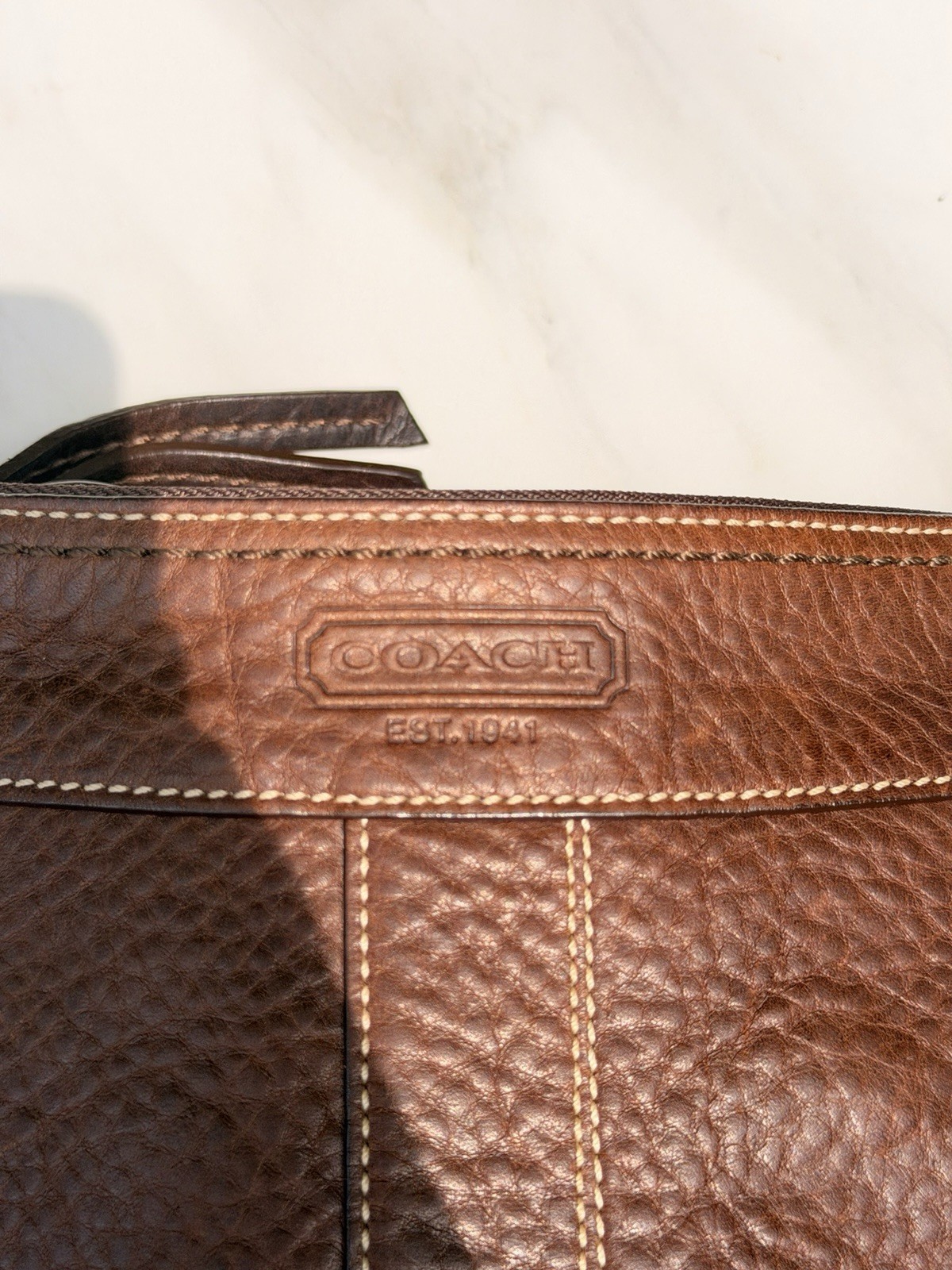 COACH 10398 Vintage Shoulder Bag Ziplock Leather Brown Gold Hardware