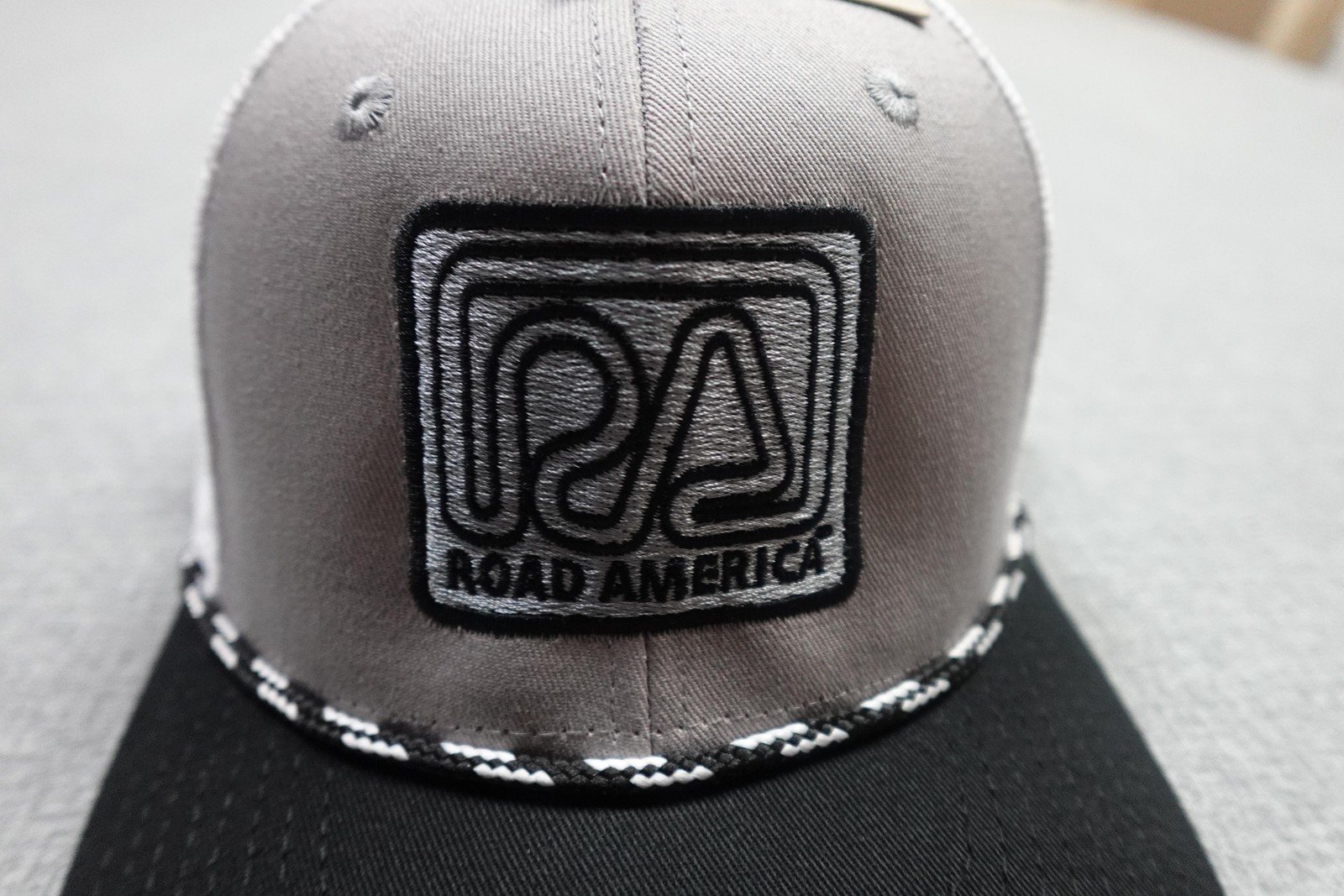 Road America Hat Cap Snap Back Mens One Size Gray Black Racing Cars Trucker NWT