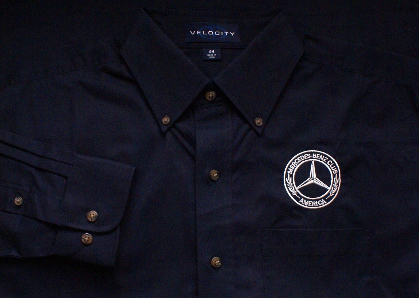 Mercedes Benz Club of America Embroidered Button Front Shirt Blue Mens Small